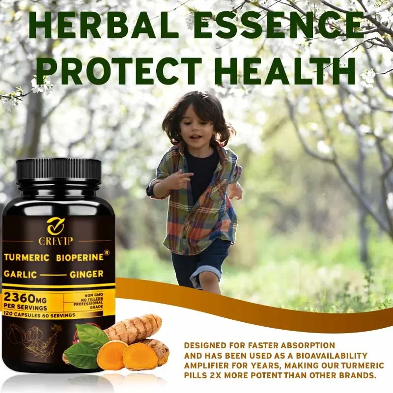 Turmeric Curcumin Capsule - 4-in-1 kurkuma-gembersupplement - met knoflookcurcumine zwarte