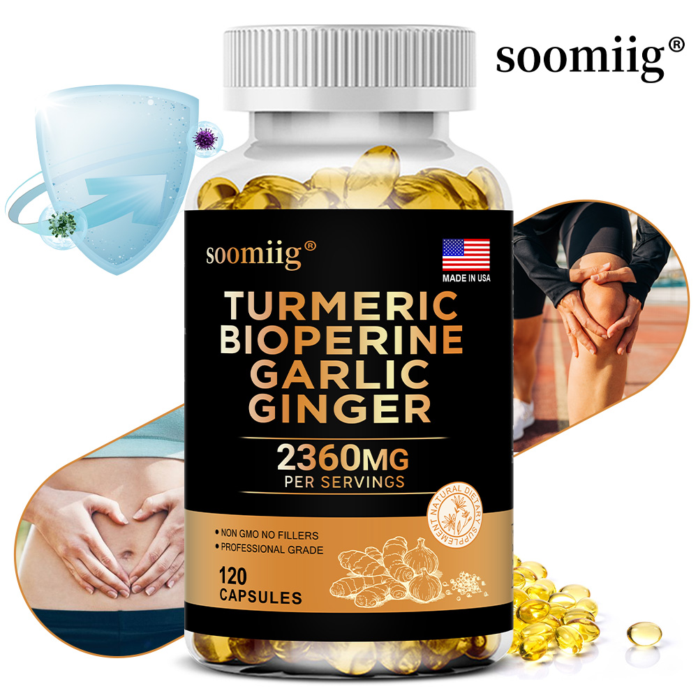 Turmeric Curcumin Capsule - Kurkuma-gembersupplement met knoflookcurcumine Zwarte peper, ondersteuning