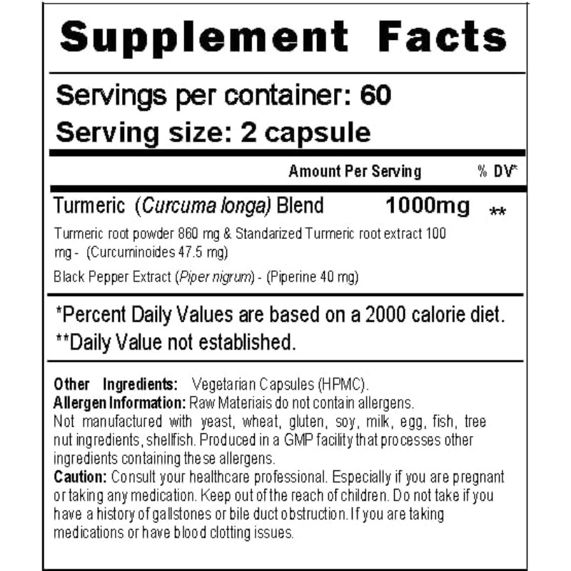 Kurkuma Capsules 1000mg Met 95 - Turmeric Curcumin Capsule recensie en prijs